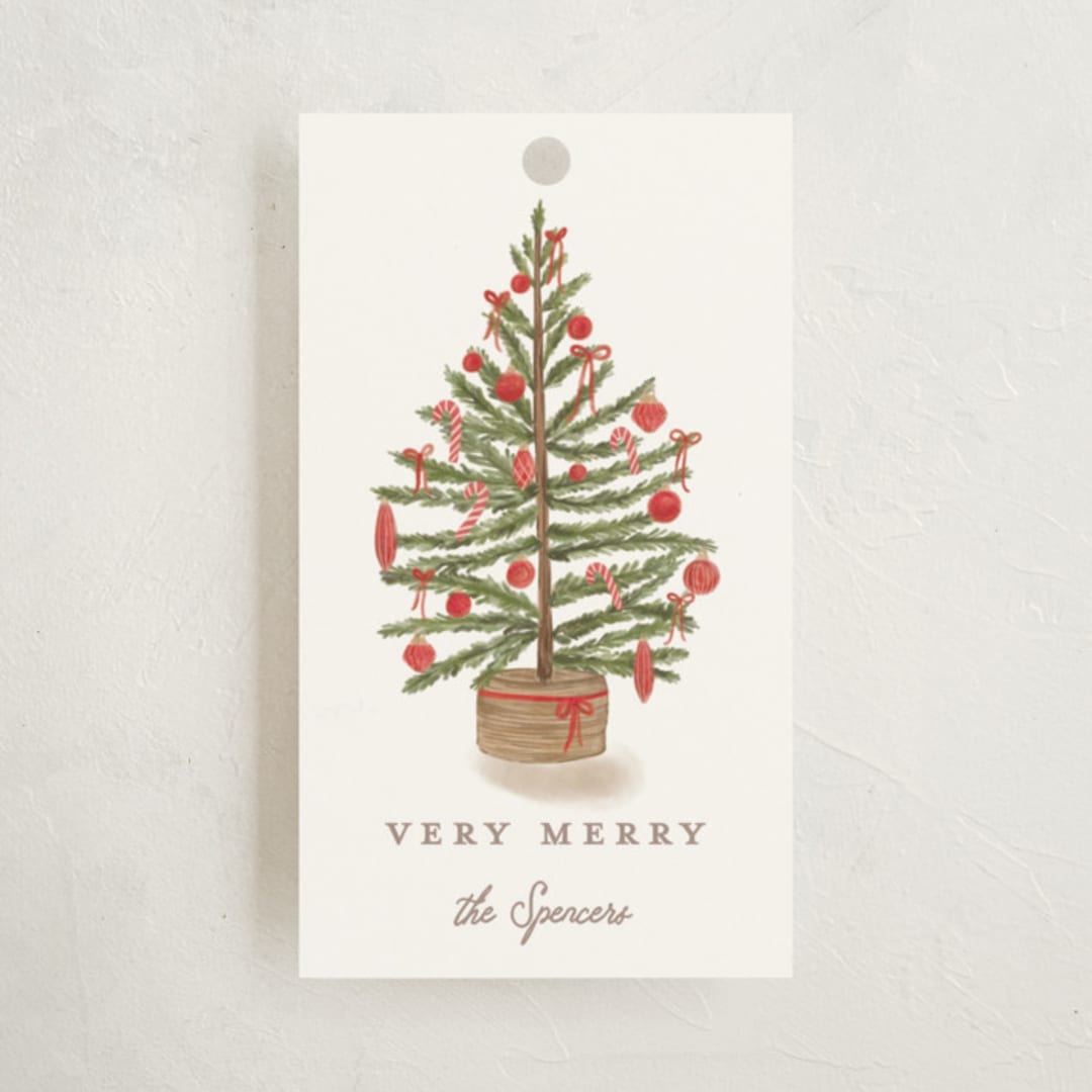 "Preppy tree" - Gift Tags in Santa Suit by Creo Study - Front