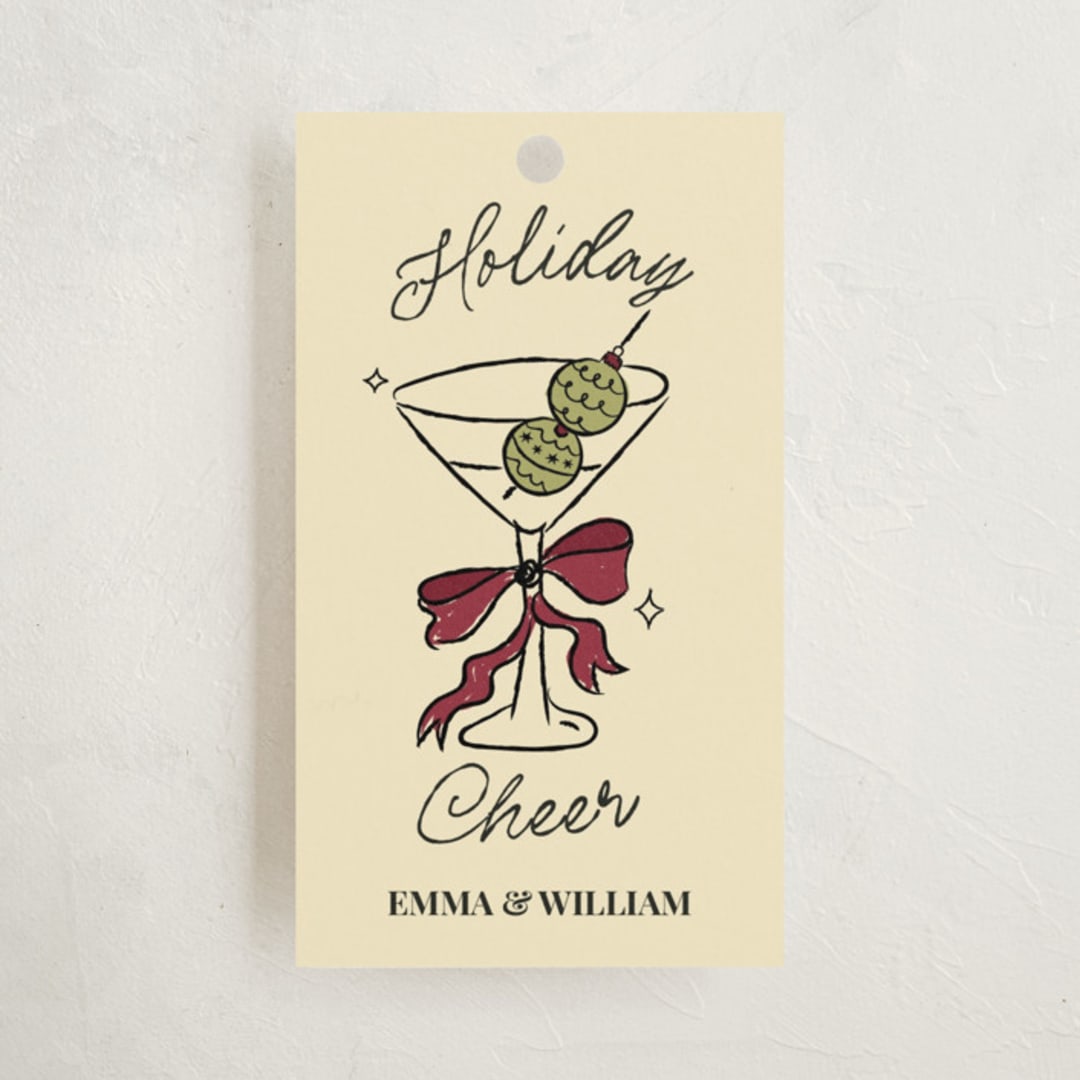 "Cin Cin!" - Gift Tags in Holly Berry by Helena Vitto - Front