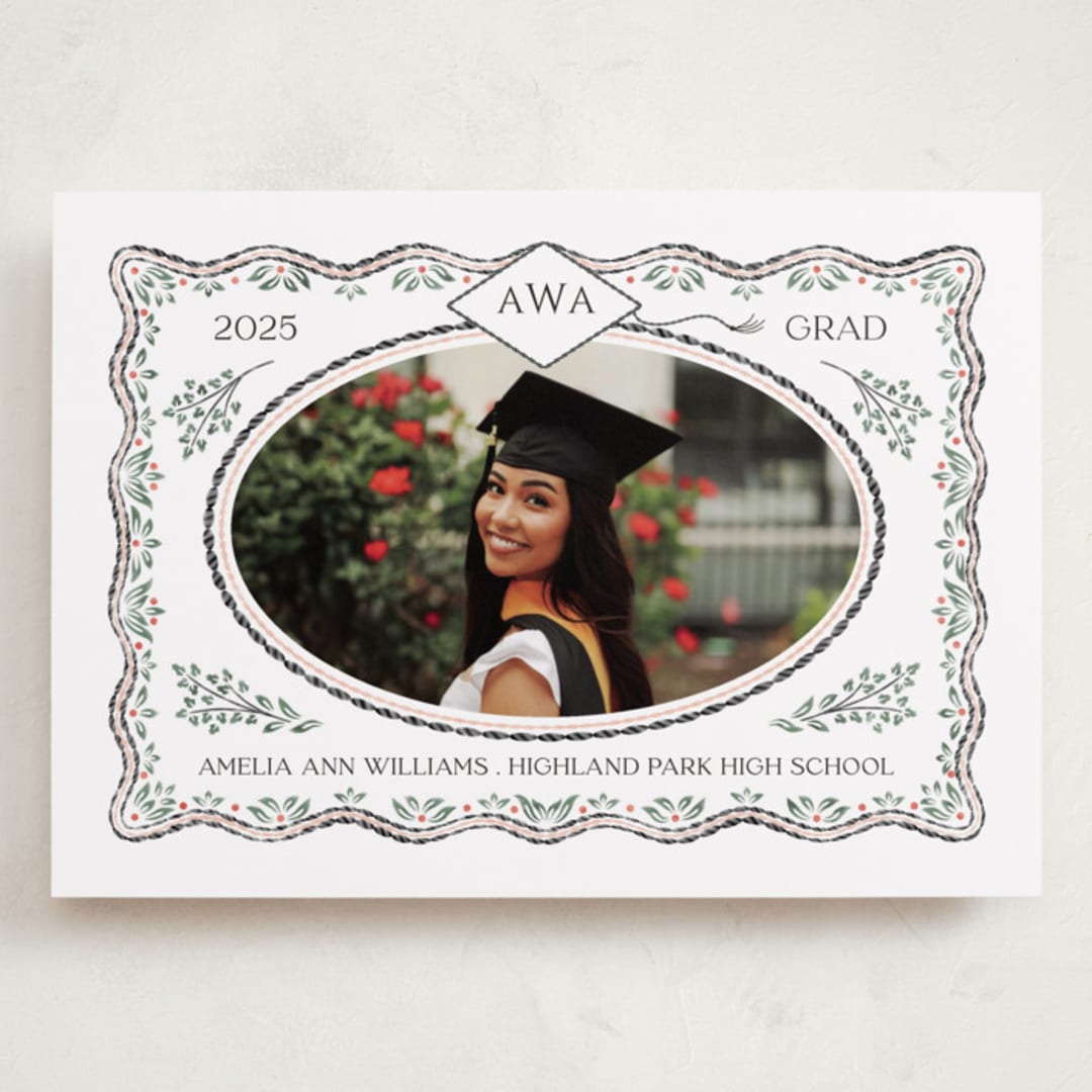 "Ivy Grad" - Graduation Announcements in Linen by Paper Sun Studio - Front