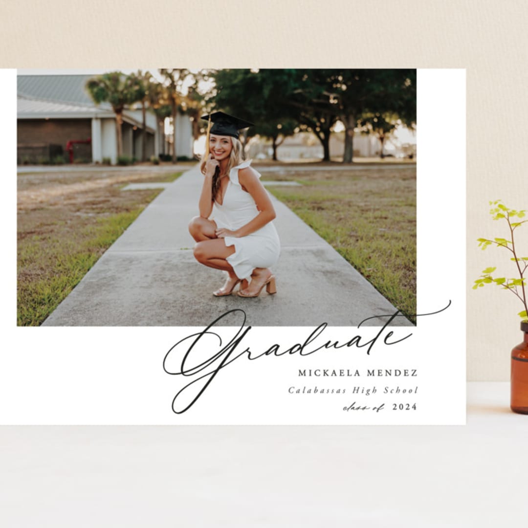 "Minimal Script" - Graduation Announcements in Obsidian by Kamala Nahas - Front