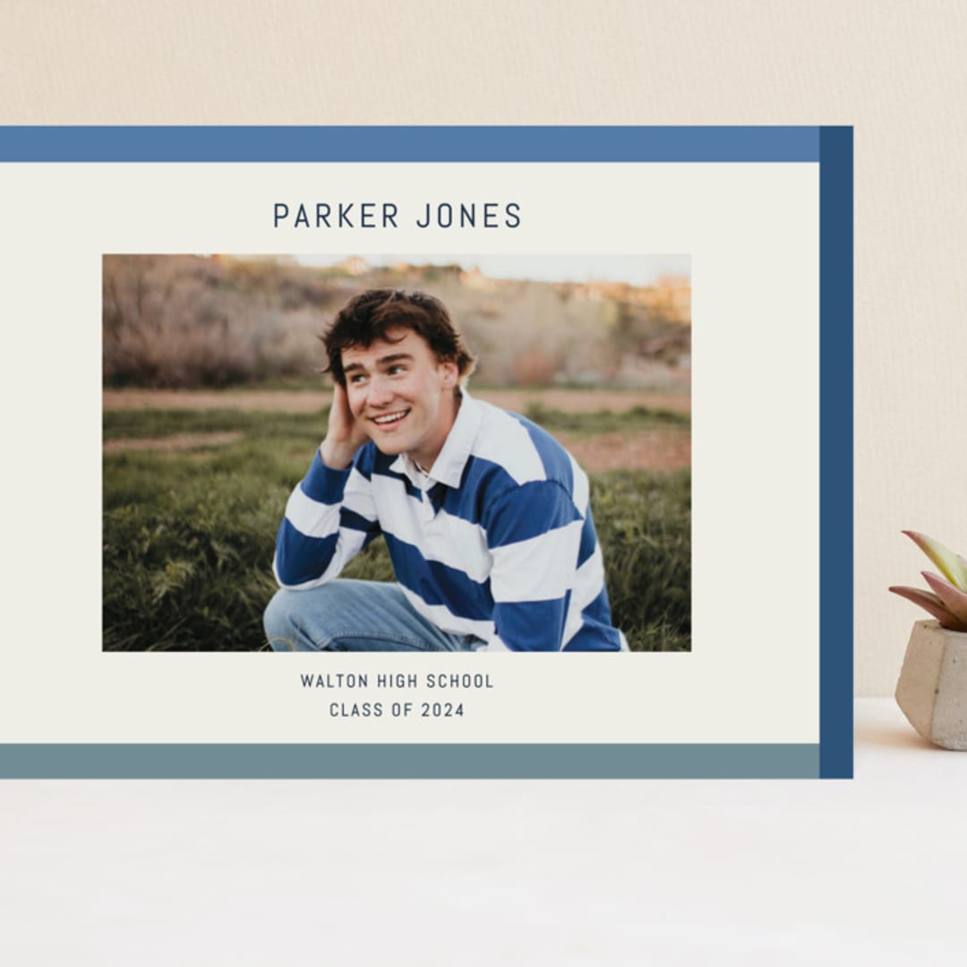 "Wide Frame" - Graduation Announcements in Ocean by Kelly Watkins - Front
