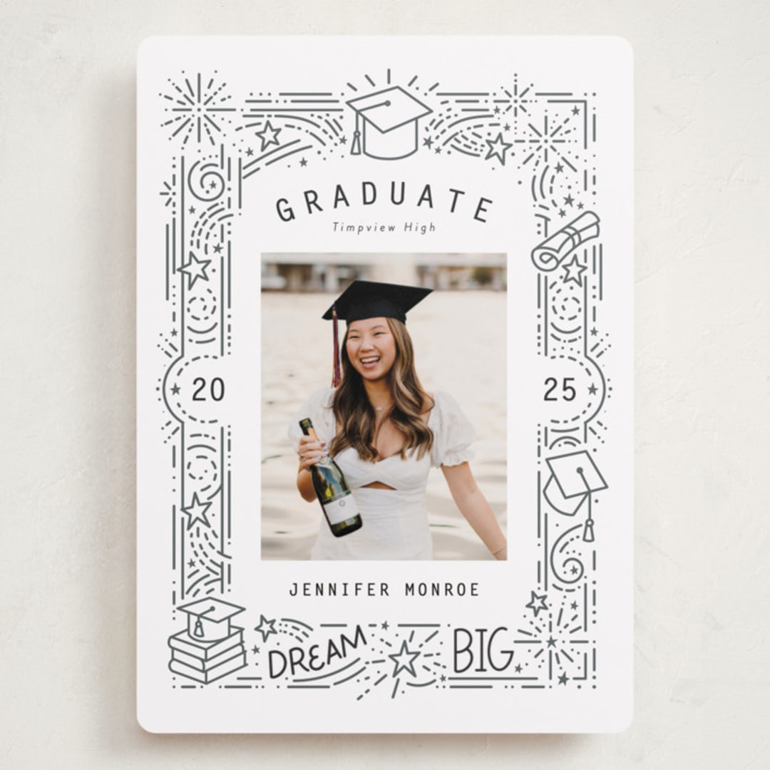 "Dream Big Grad" - Graduation Announcements in Snow by Stephanie Hawkes - Front