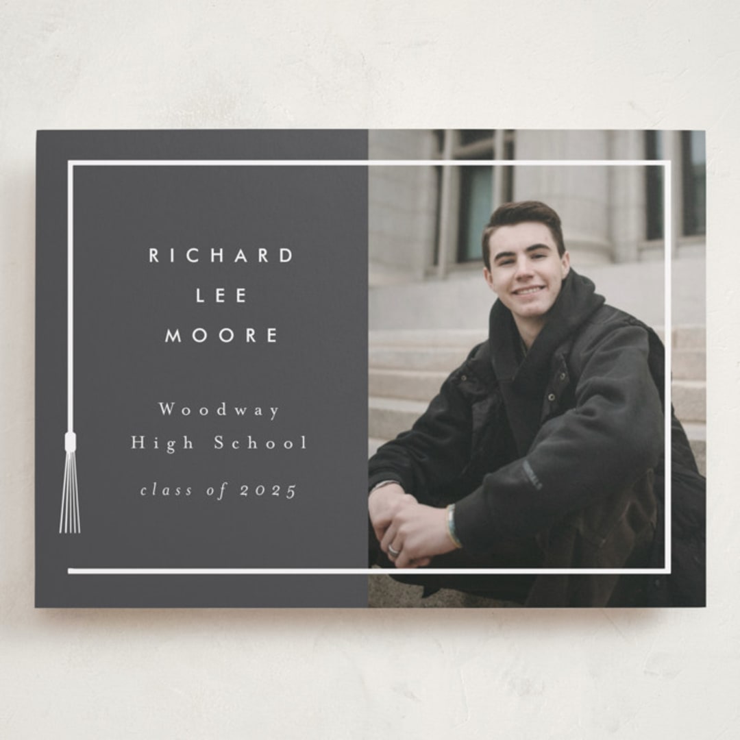 "Tassel Framed" - Graduation Announcements in Charcoal by AK Graphics - Front