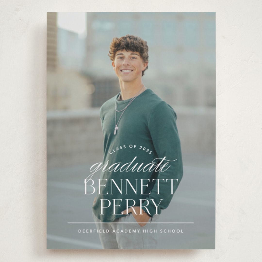 "Academy" - Graduation Announcements in Pearl by Jennifer Postorino - Front