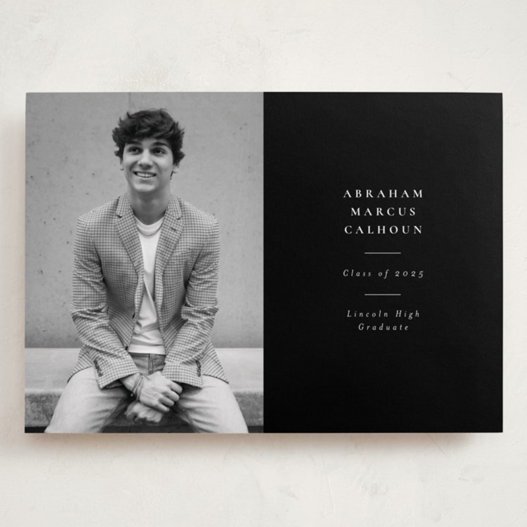 "Distinguished" - Graduation Announcements in Noir by Meggy Masters - Front