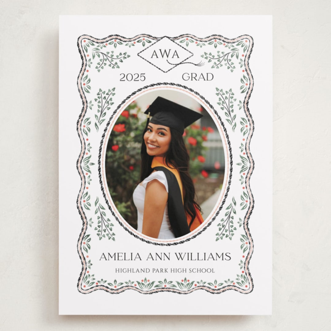 "Ivy Grad" - Graduation Announcements in Linen by Paper Sun Studio - Front