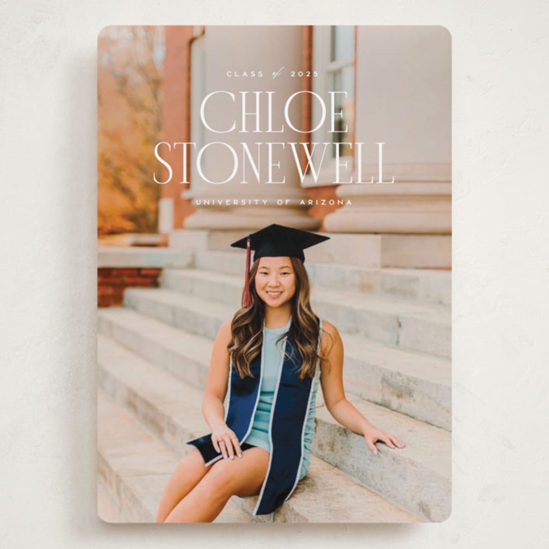 "Modern Serif" - Graduation Announcements in Snow by Ellen Schlegelmilch - Front
