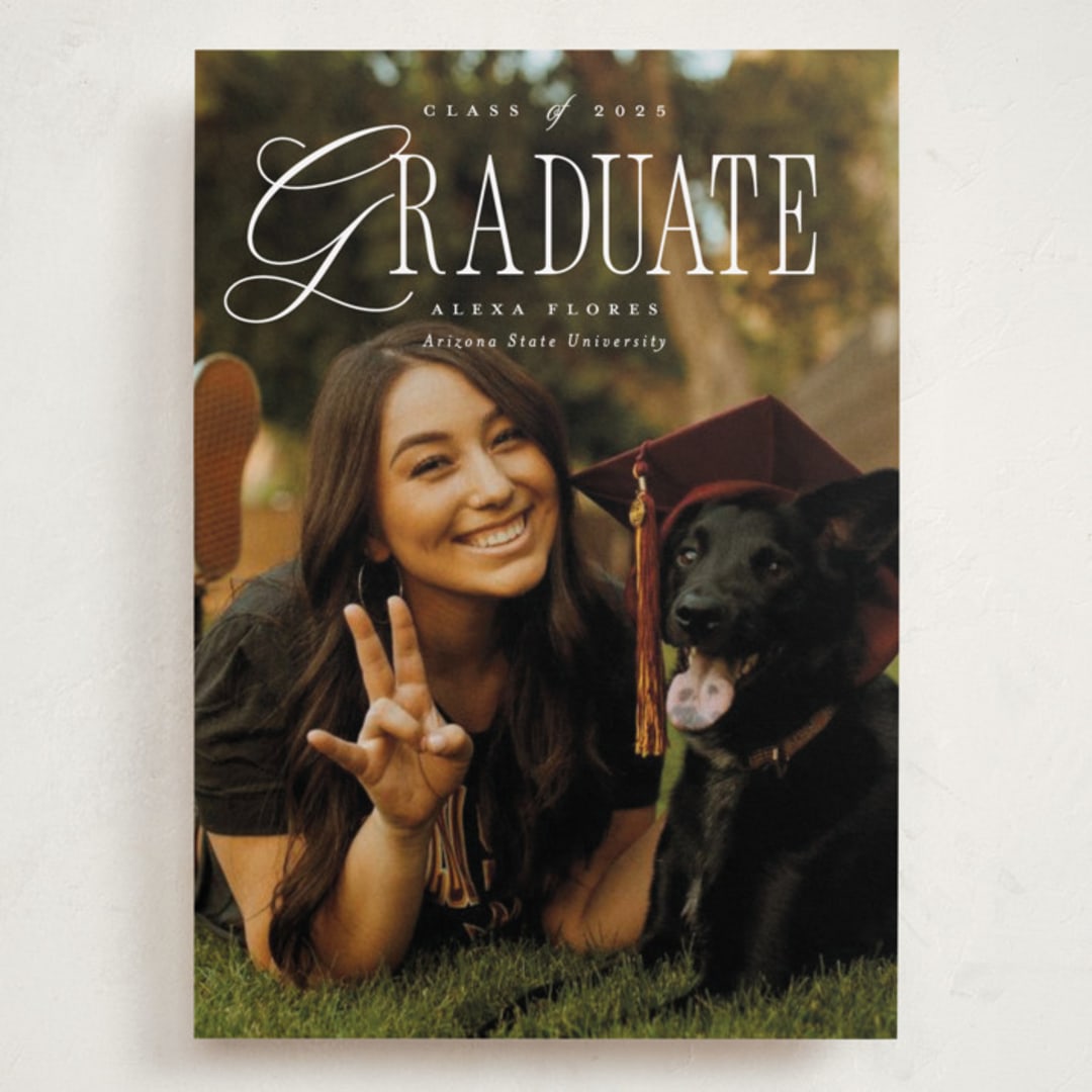 "Literary" - Graduation Announcements in Sea Salt by Everett Paper Goods - Front
