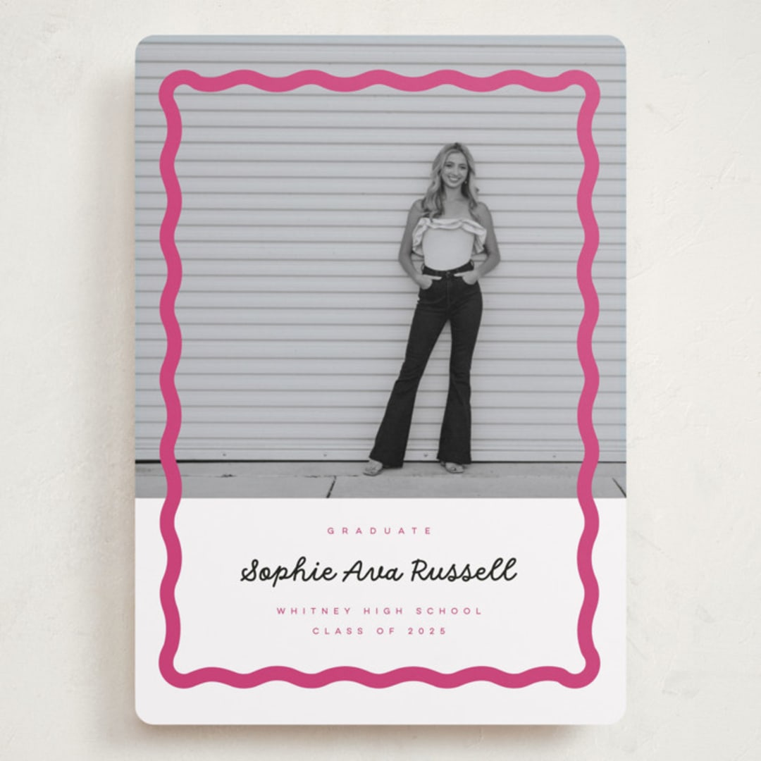 "wavy border" - Graduation Announcements in Bubblegum by Emily Sabol Goss - Front
