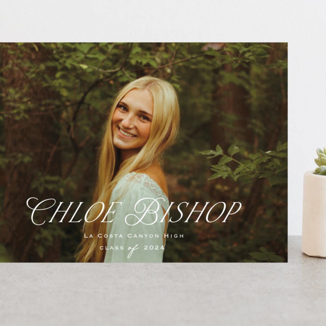 "Chic Name" - Graduation Announcements in Cloud by Carolyn MacLaren - Front