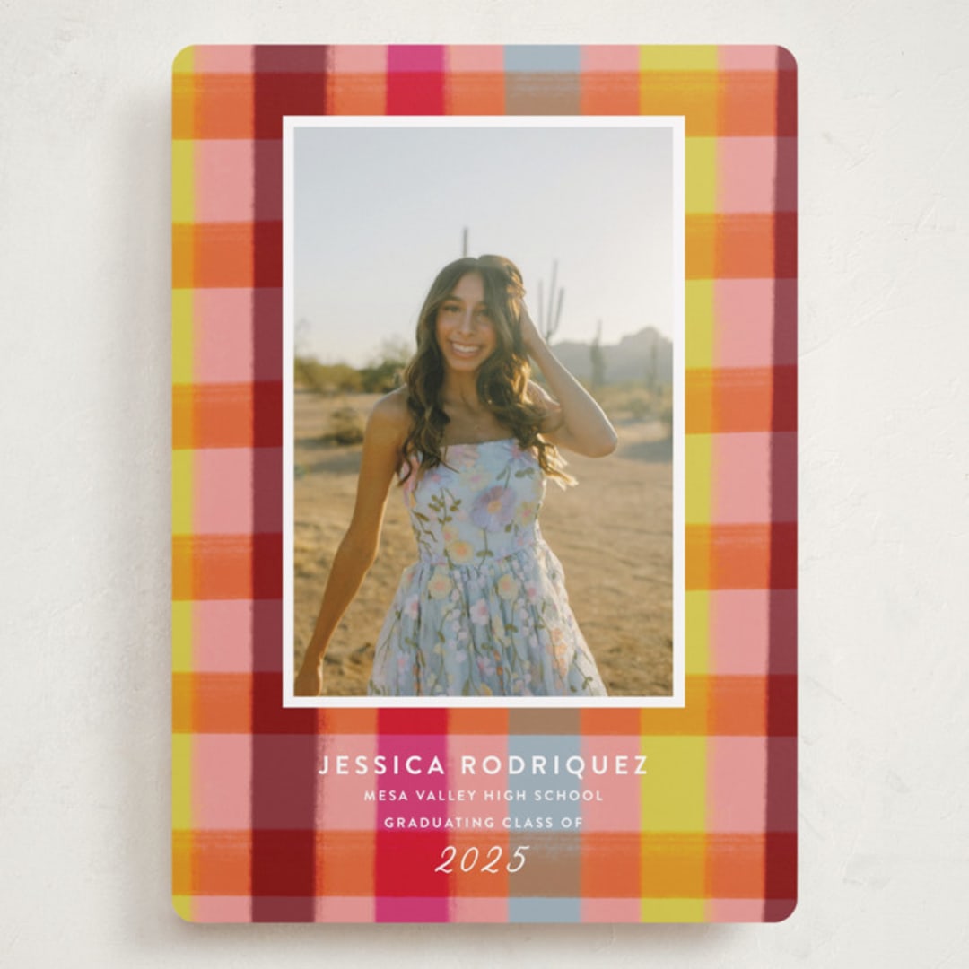 "Rainbow plaid" - Graduation Announcements in Ruby by Kat Roberts - Front