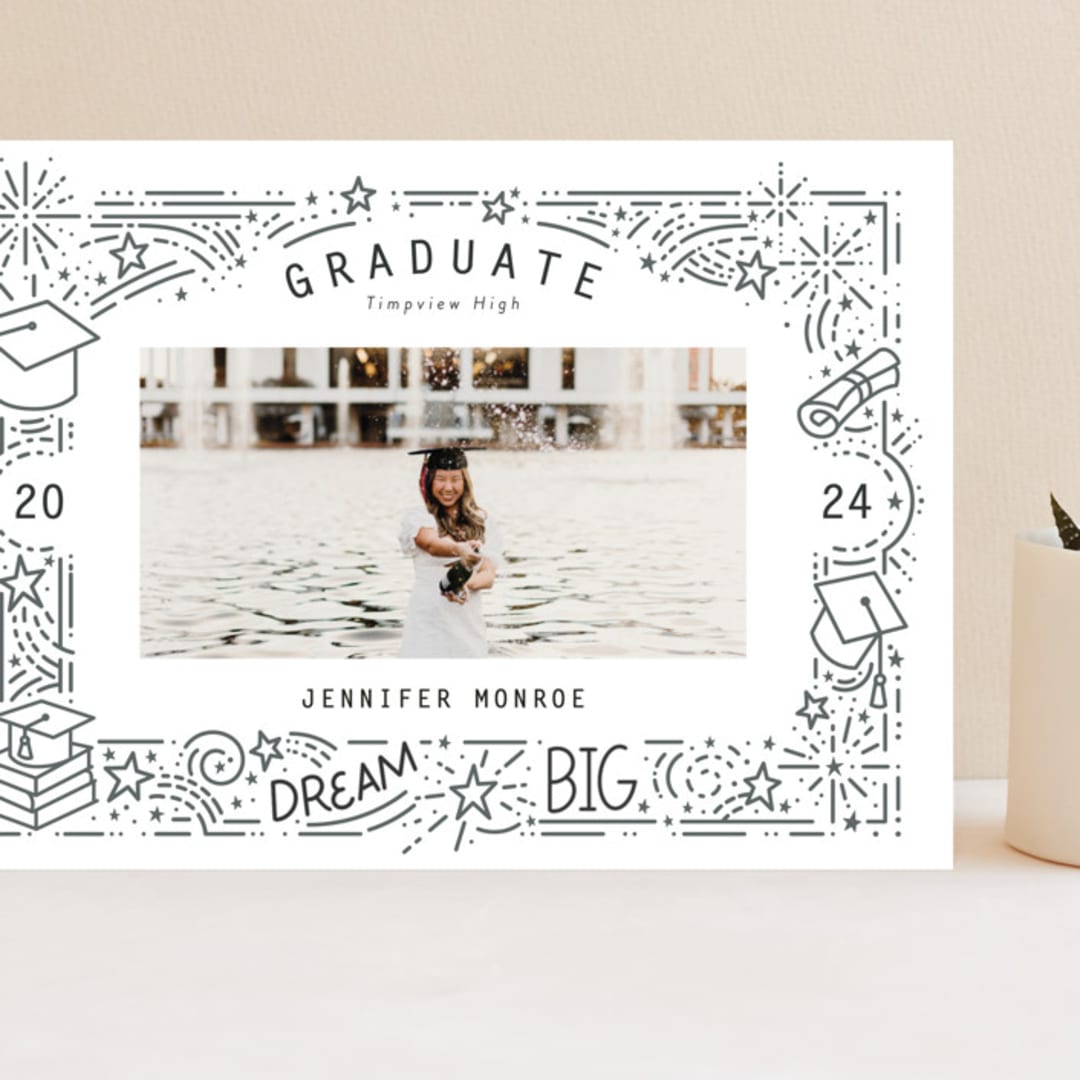 "Dream Big Grad" - Graduation Announcements in Snow by Stephanie Hawkes - Front