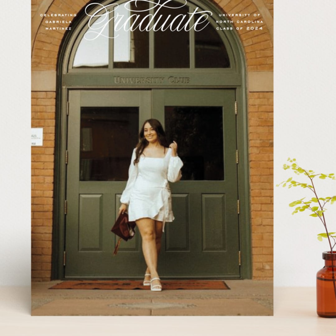 "Legato" - Graduation Announcements in Crisp Linen by Erin L. Wilson - Front