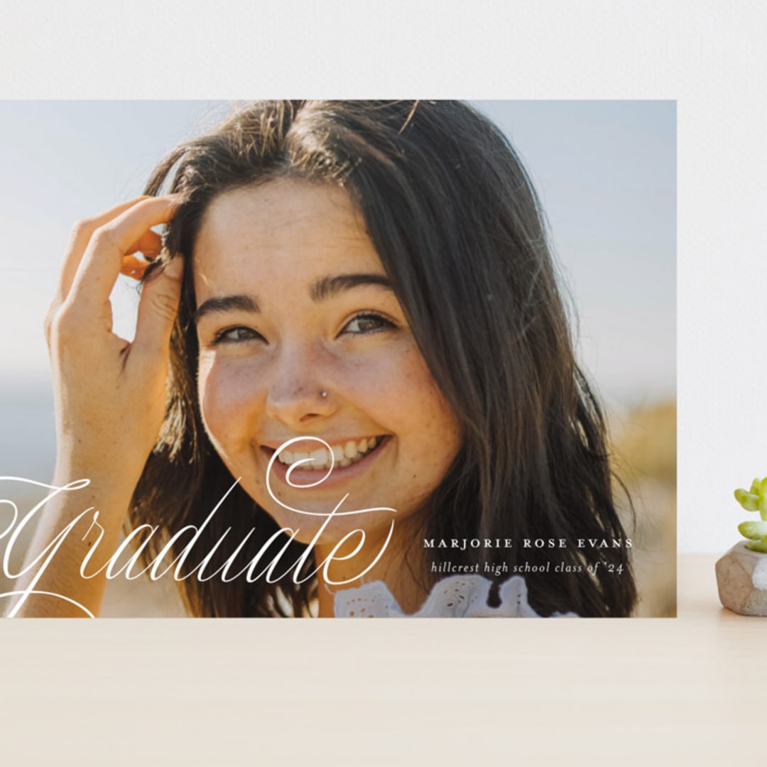 "Swooping" - Graduation Announcements in Cotton by Carmia Jordaan - Front