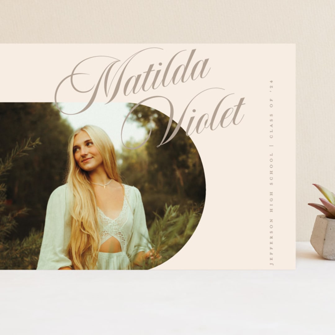 "Modern Curves" - Graduation Announcements in Almond by Morgan Kendall - Front