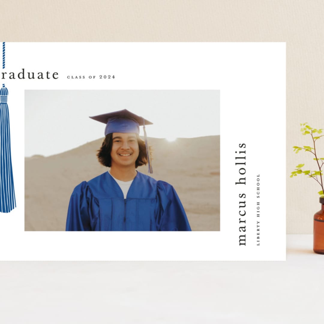 "Tassled" - Graduation Announcements in Cobalt by Ashlee Townsend - Front