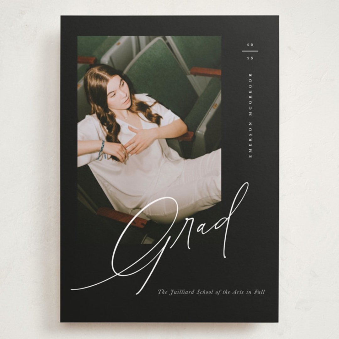 "Theatric" - Graduation Announcements in Midnight by Christie Garcia - Front