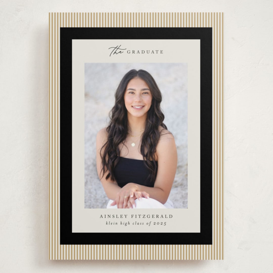 "Modern striped frame" - Graduation Announcements in Noir by Jackie Crawford - Front