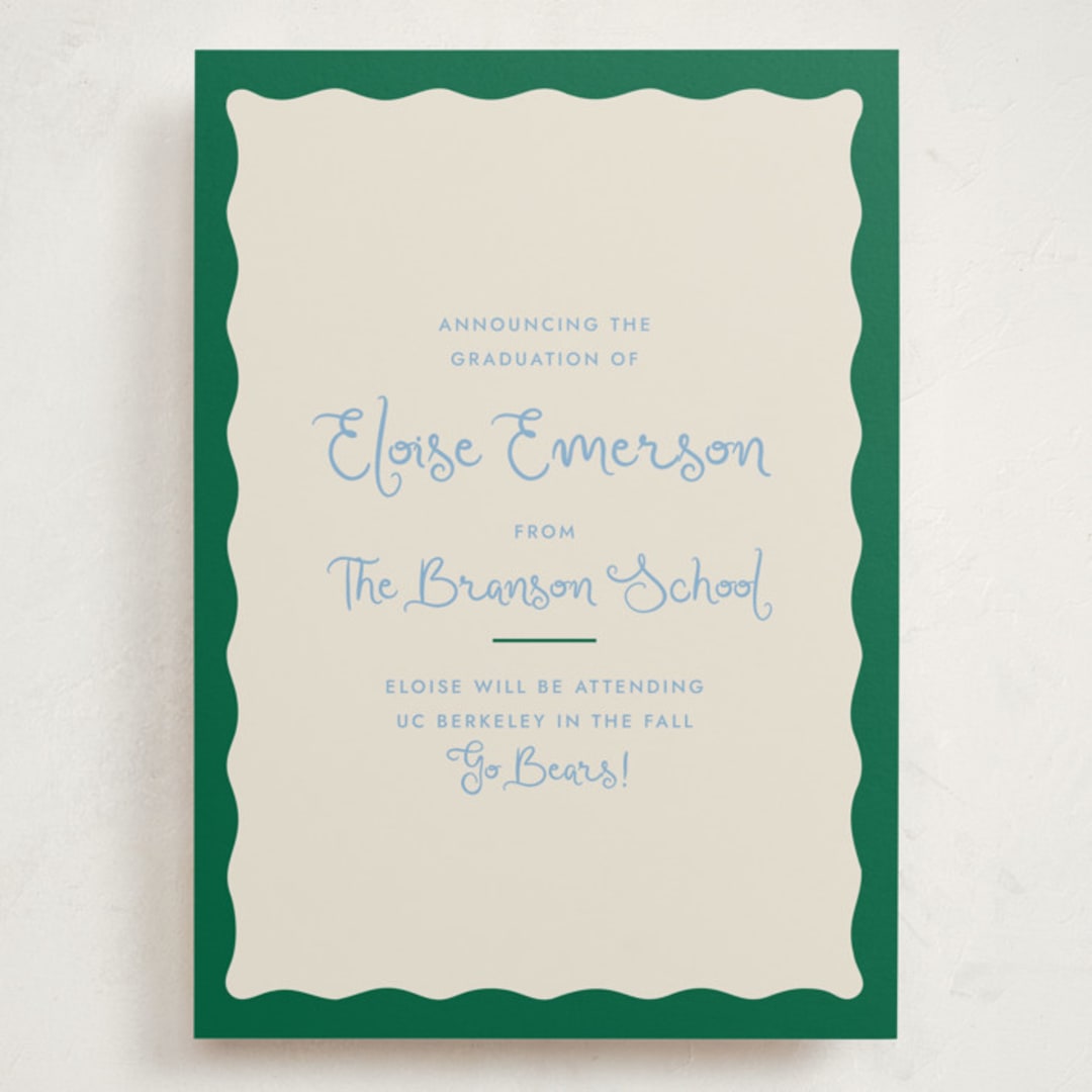 "Augusta" - Graduation Announcements in Tide by Megan Davis - Front