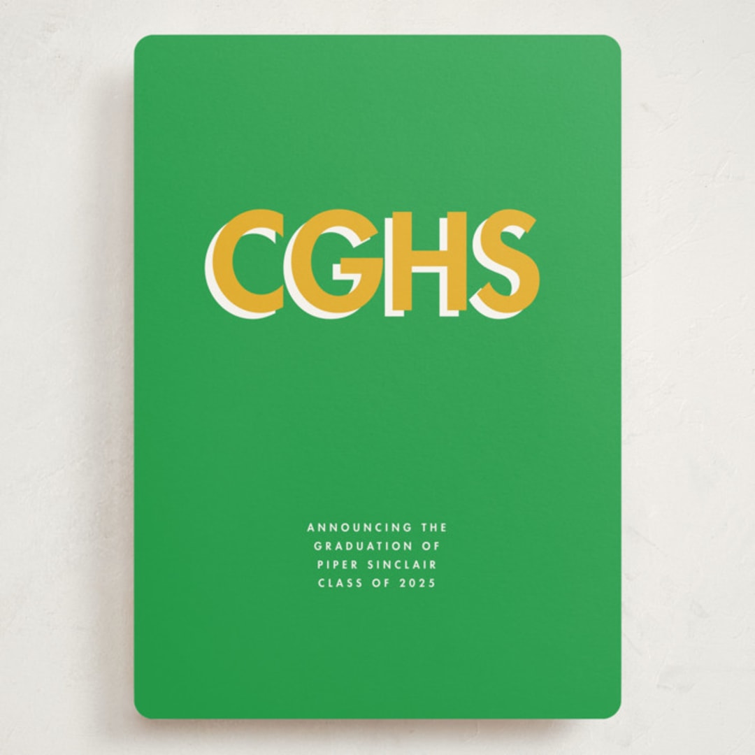 "Bold Initials" - Graduation Announcements in Grass by mo kelley - Front
