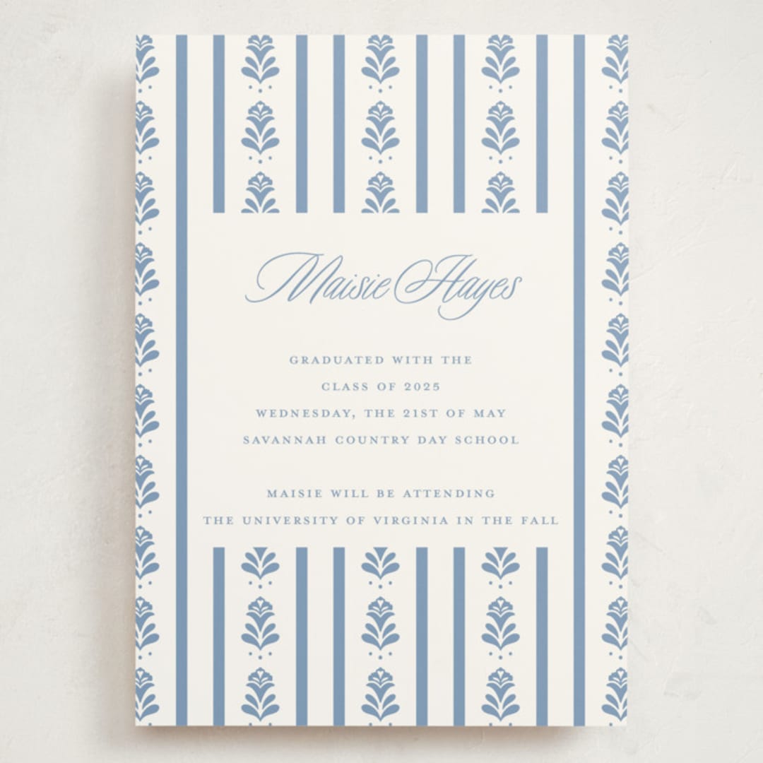 "Sweet Garden" - Graduation Announcements in Provincial Blue by Erin German - Front