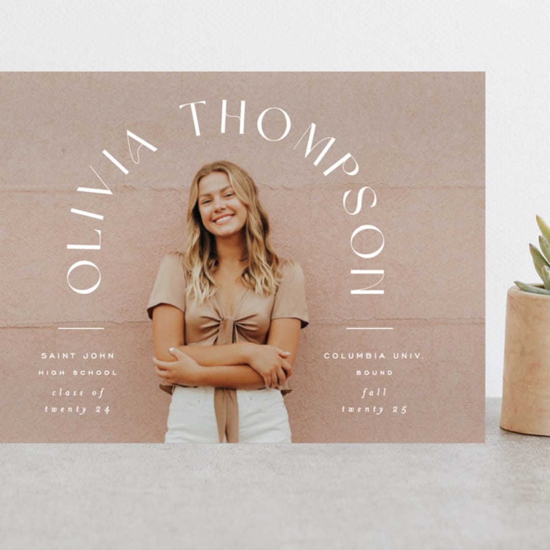 "Arched Name" - Graduation Announcements in Opal by Ana Sharpe - Front