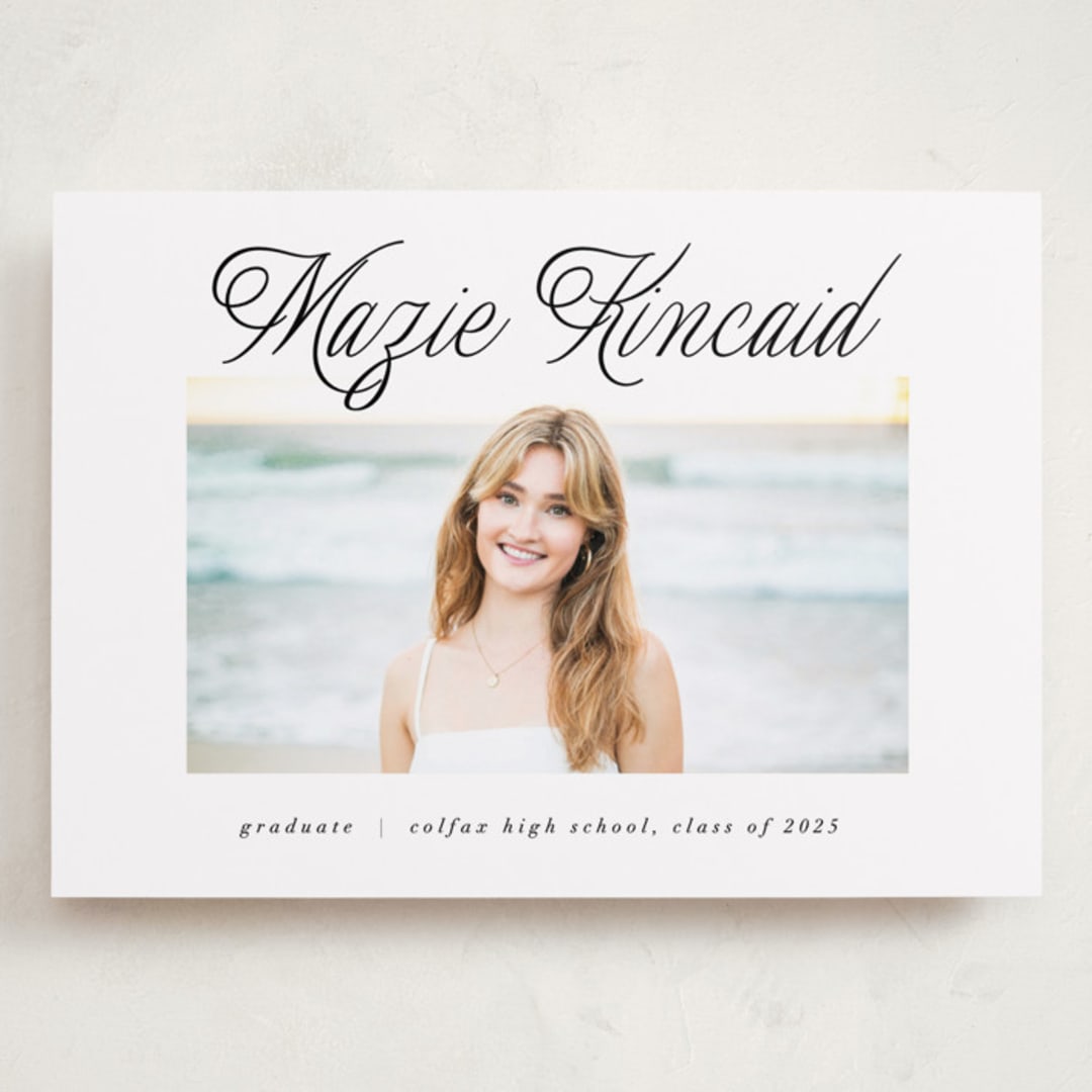 "Minimal Flourish" - Graduation Announcements in Noir by AK Graphics - Front