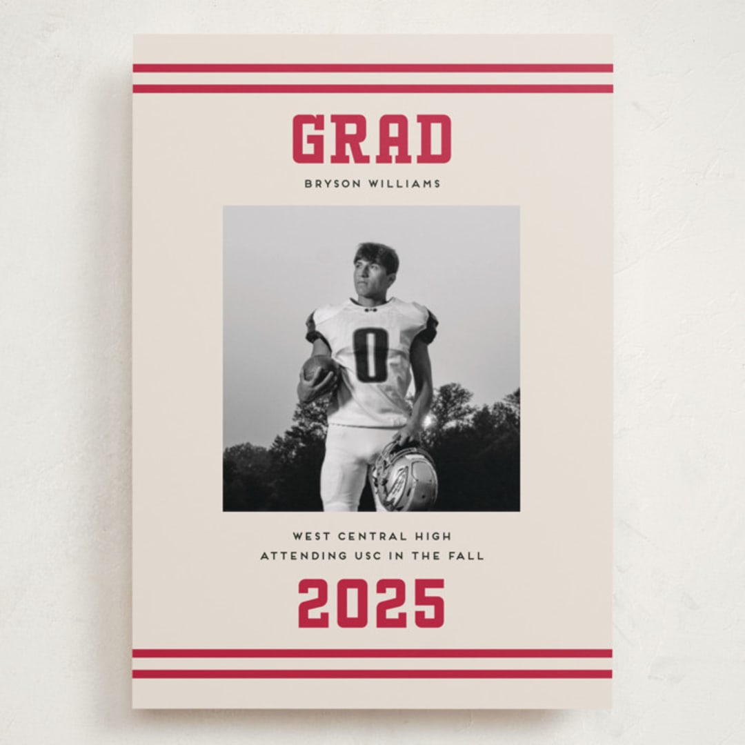 "Team Grad" - Graduation Announcements in Cherry by Louise Kay - Front