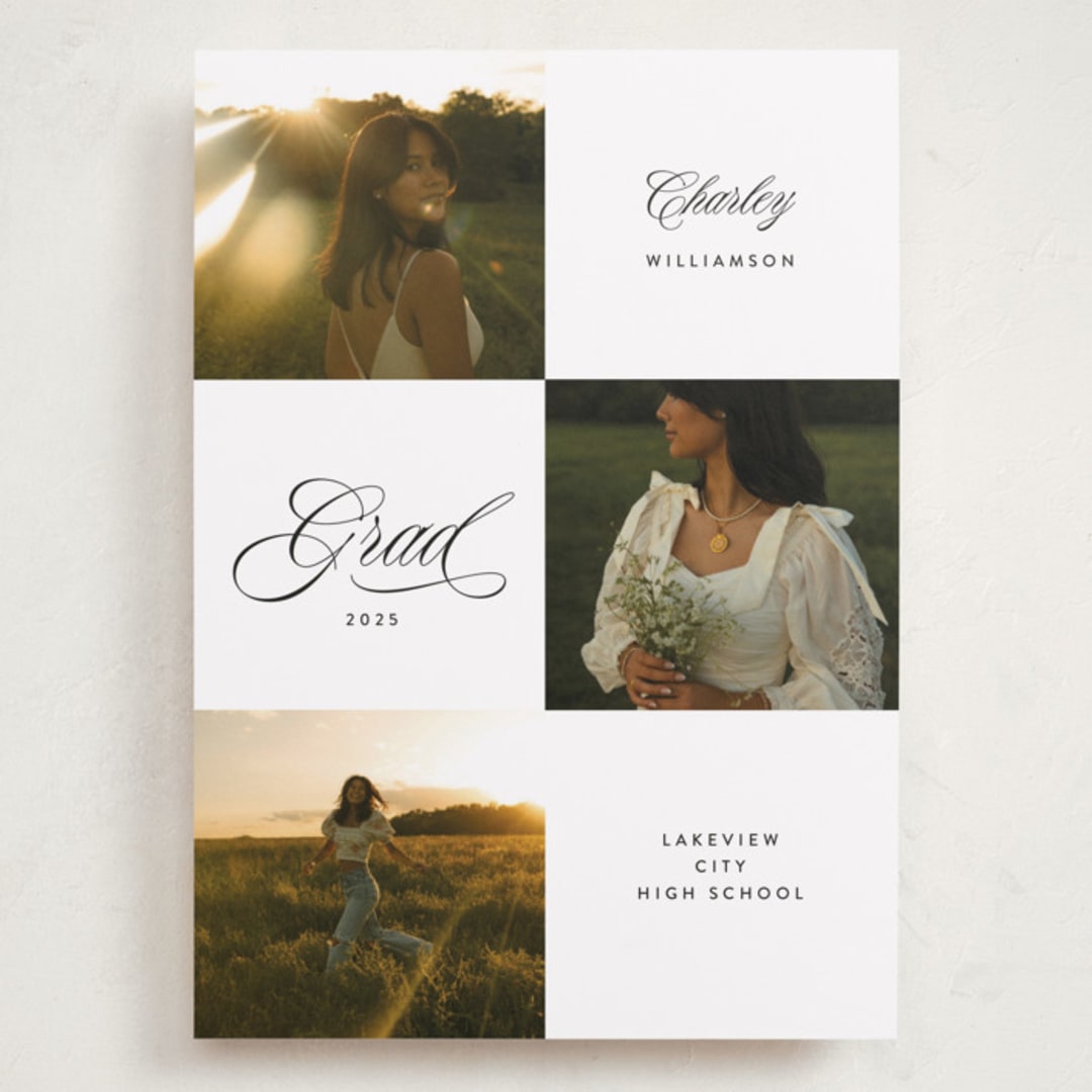 "Checked" - Graduation Announcements in Cotton by Kate Ahn - Front