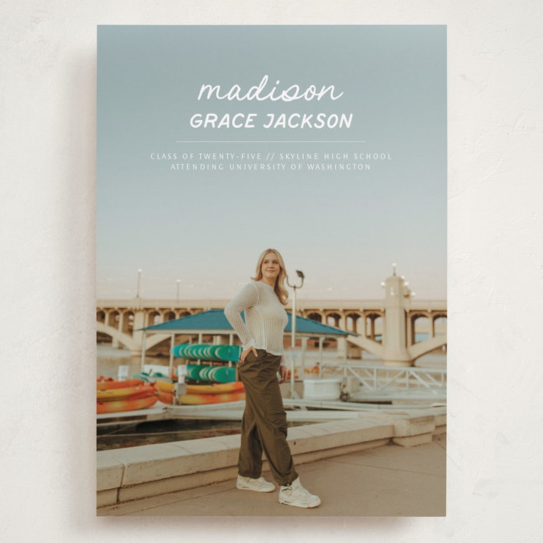 "Handwritten Stack" - Graduation Announcements in Snow by Stephanie Heinrich Godbout - Front