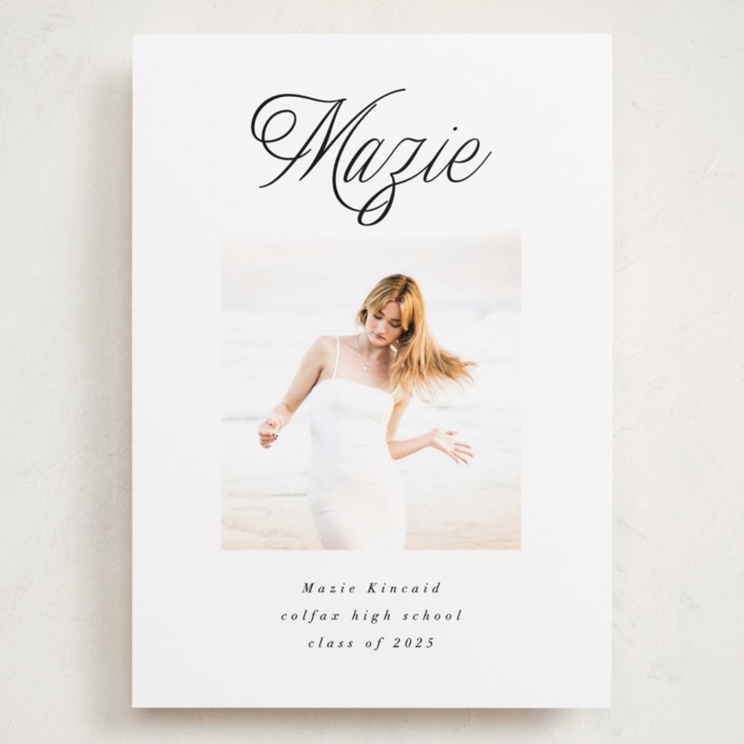 "Minimal Flourish" - Graduation Announcements in Noir by AK Graphics - Front