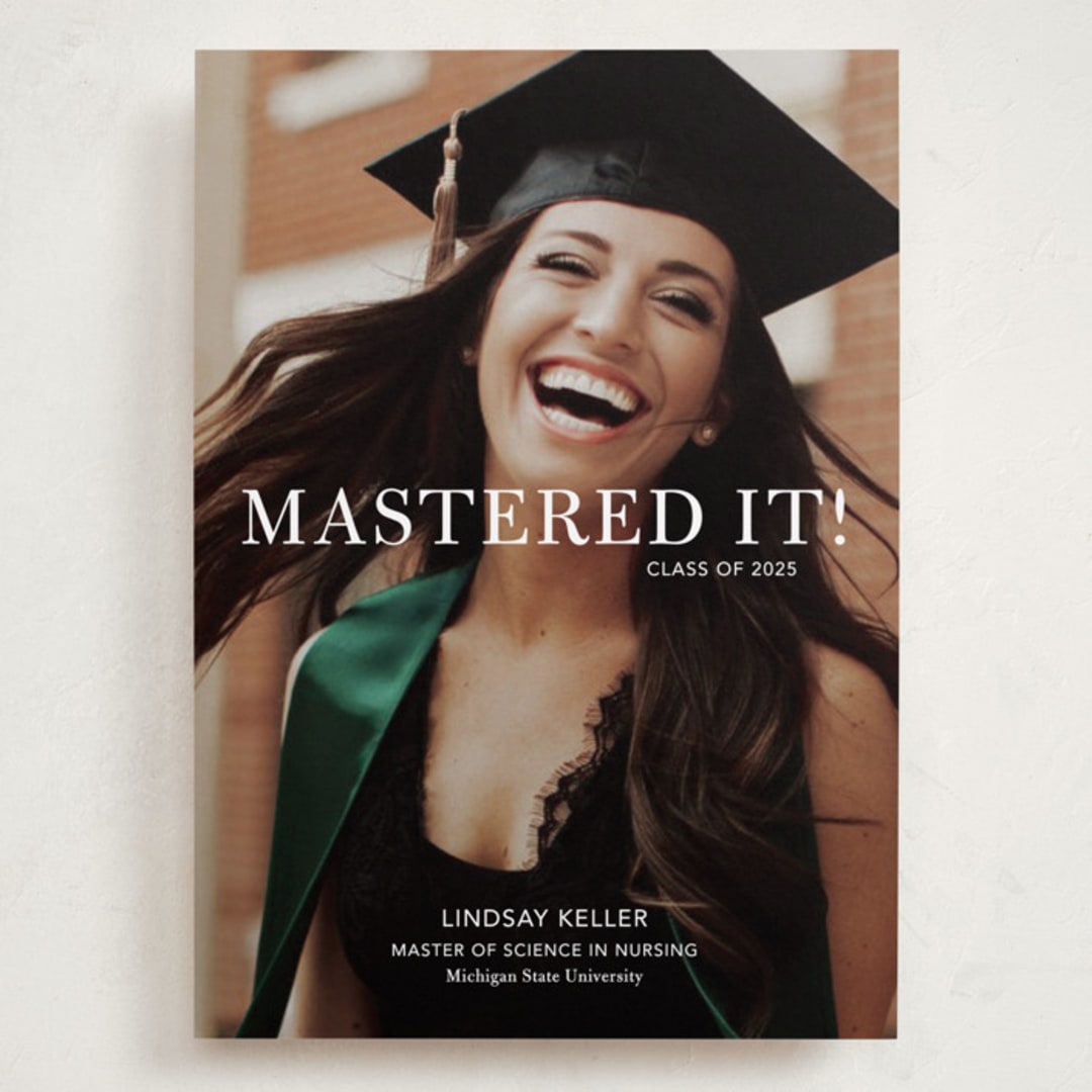 "Mastered It" - Graduation Announcements in Snow by Stacie Stankos - Front
