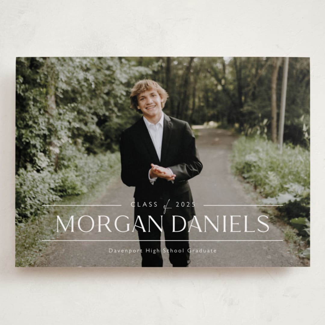 "Grad in Overlay" - Graduation Announcements in Eggshell by Carolyn MacLaren - Front