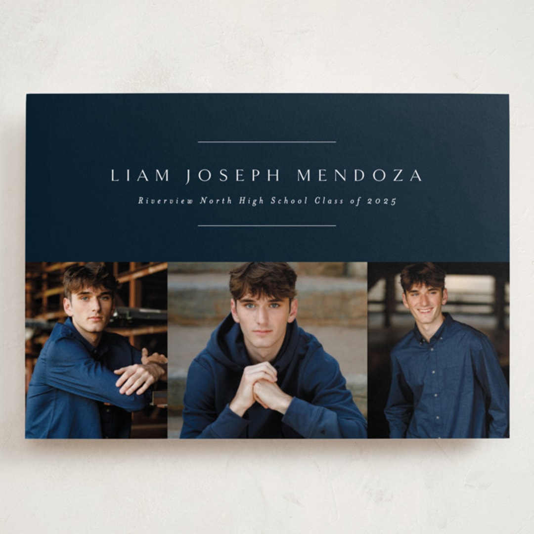 "Top Three" - Graduation Announcements in Denim by Lea Delaveris - Front