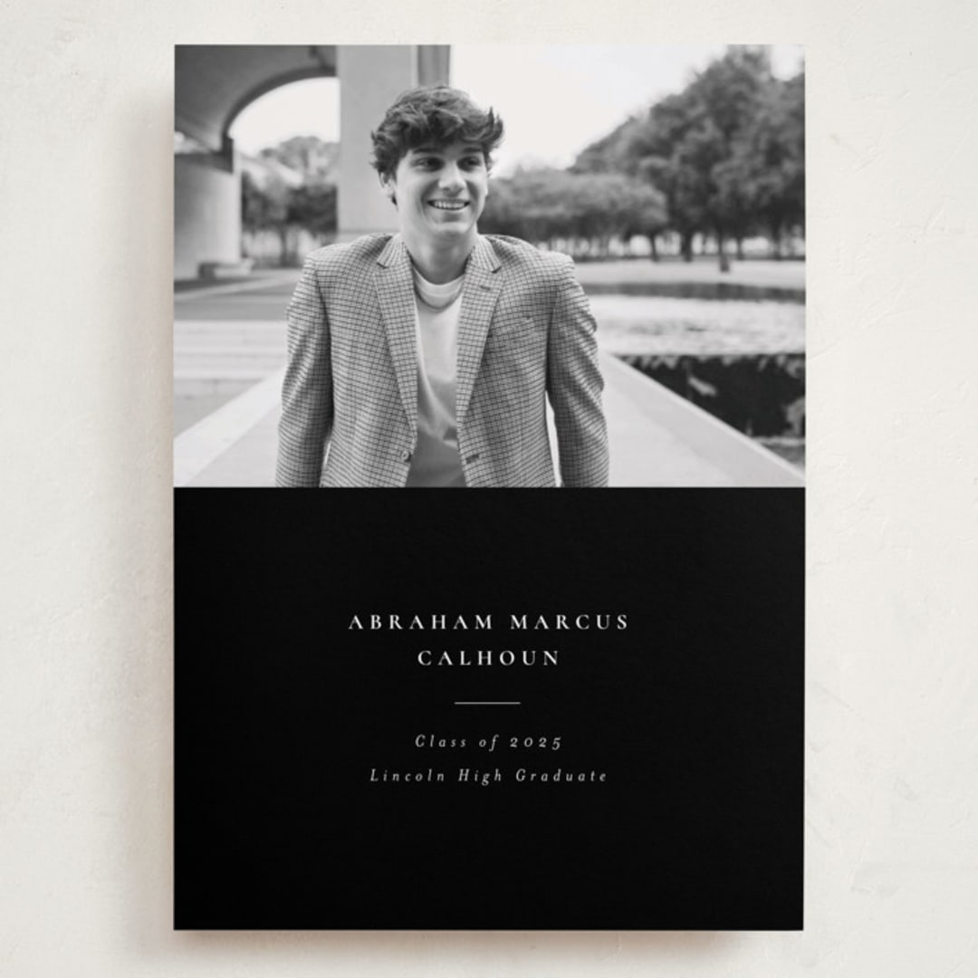 "Distinguished" - Graduation Announcements in Noir by Meggy Masters - Front