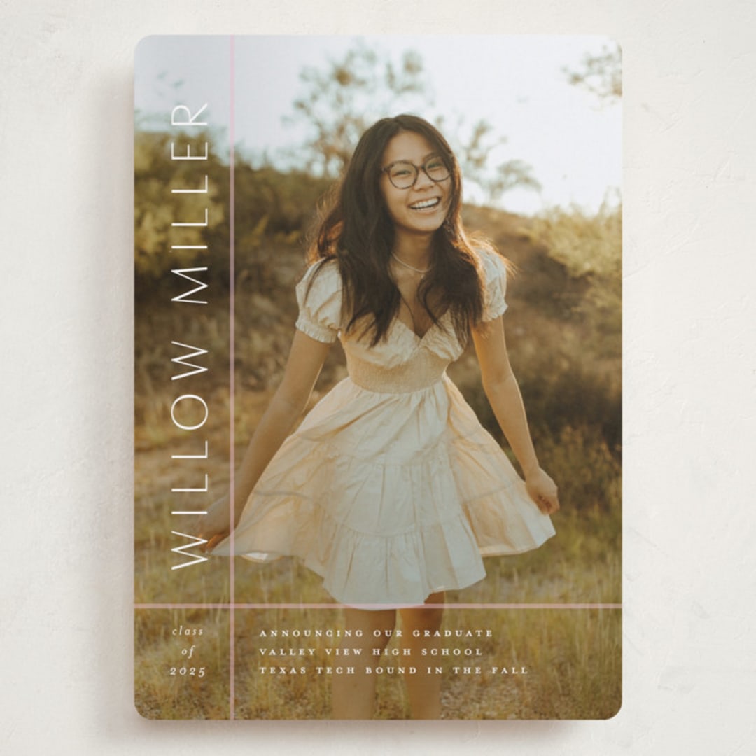 "Grids" - Graduation Announcements in Blush by Lauren Chism - Front