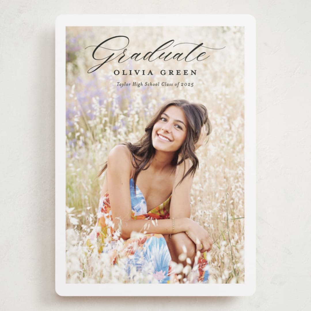 "portrait script" - Graduation Announcements in Onyx by Sarah Curry - Front