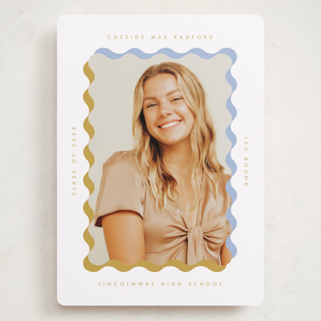 "wavy frame" - Graduation Announcements in Aqua by Baumbirdy - Front