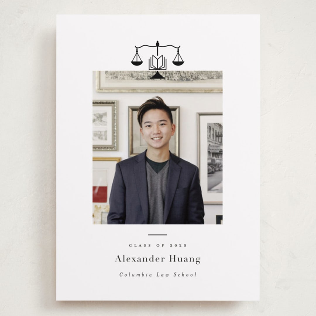 "Scales of Justice" - Graduation Announcements in Ink by Hudson meet Rose - Front