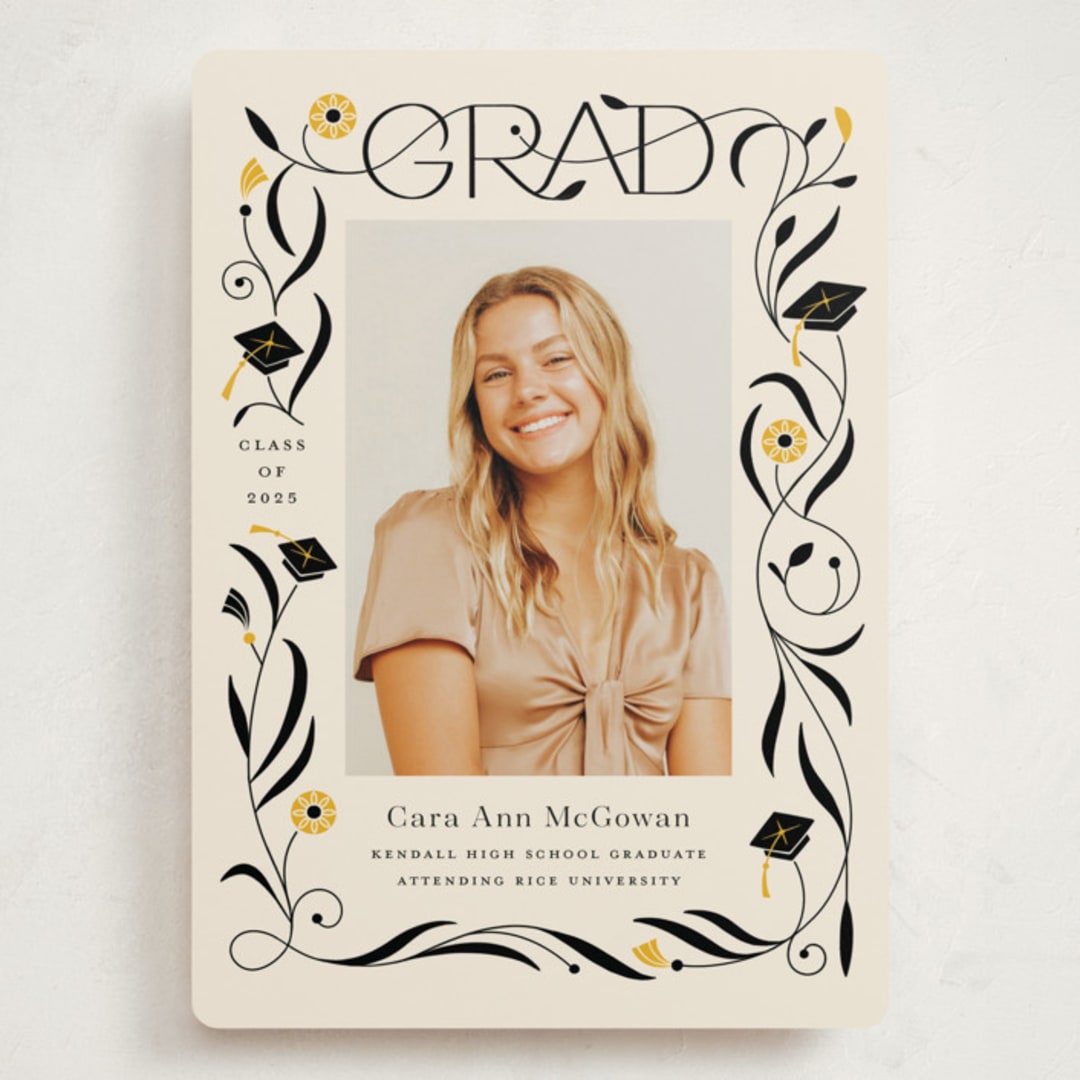 "Grad Florals" - Graduation Announcements in Cream by Morgan Ramberg - Front