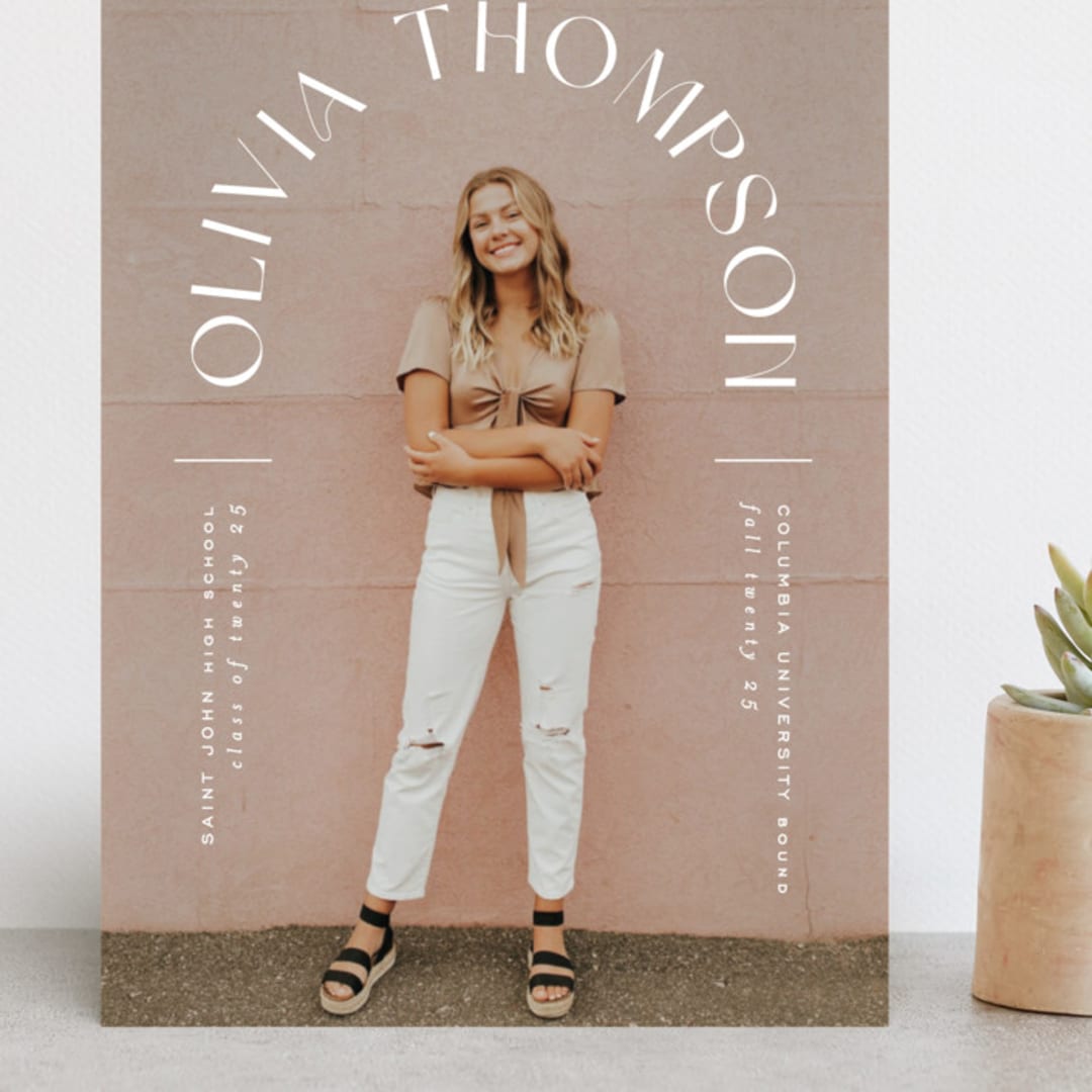 "Arched Name" - Graduation Announcements in Opal by Ana Sharpe - Front