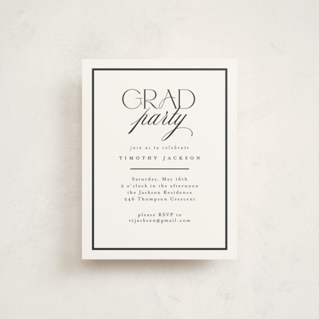 "Class" - Graduation Insert Cards in Charcoal by Nicole Walsh - Front
