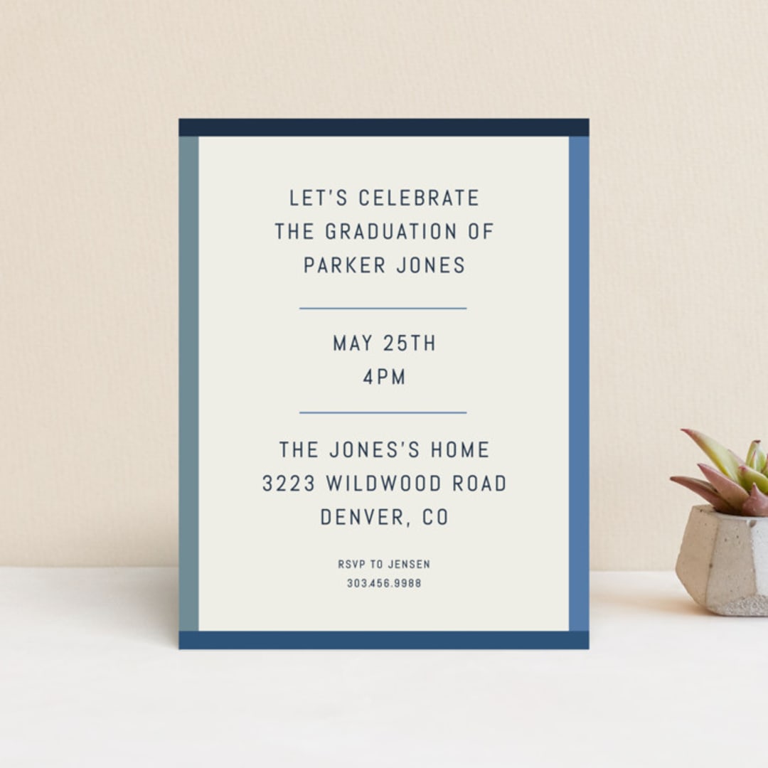 "Wide Frame" - Graduation Insert Cards in Ocean by Kelly Watkins - Front