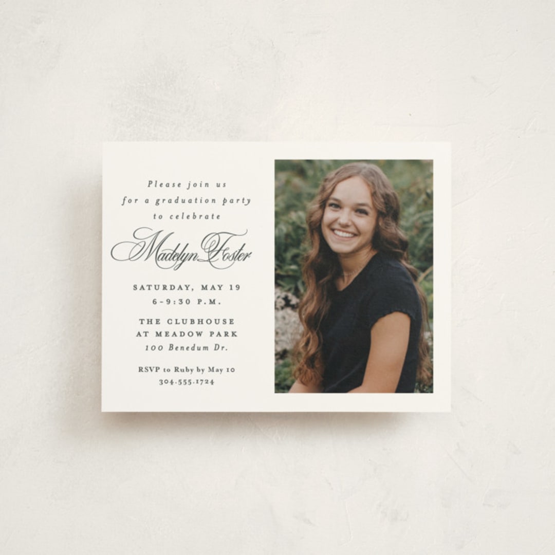 "With a flourish" - Graduation Insert Cards in Salt by Lea Delaveris - Front