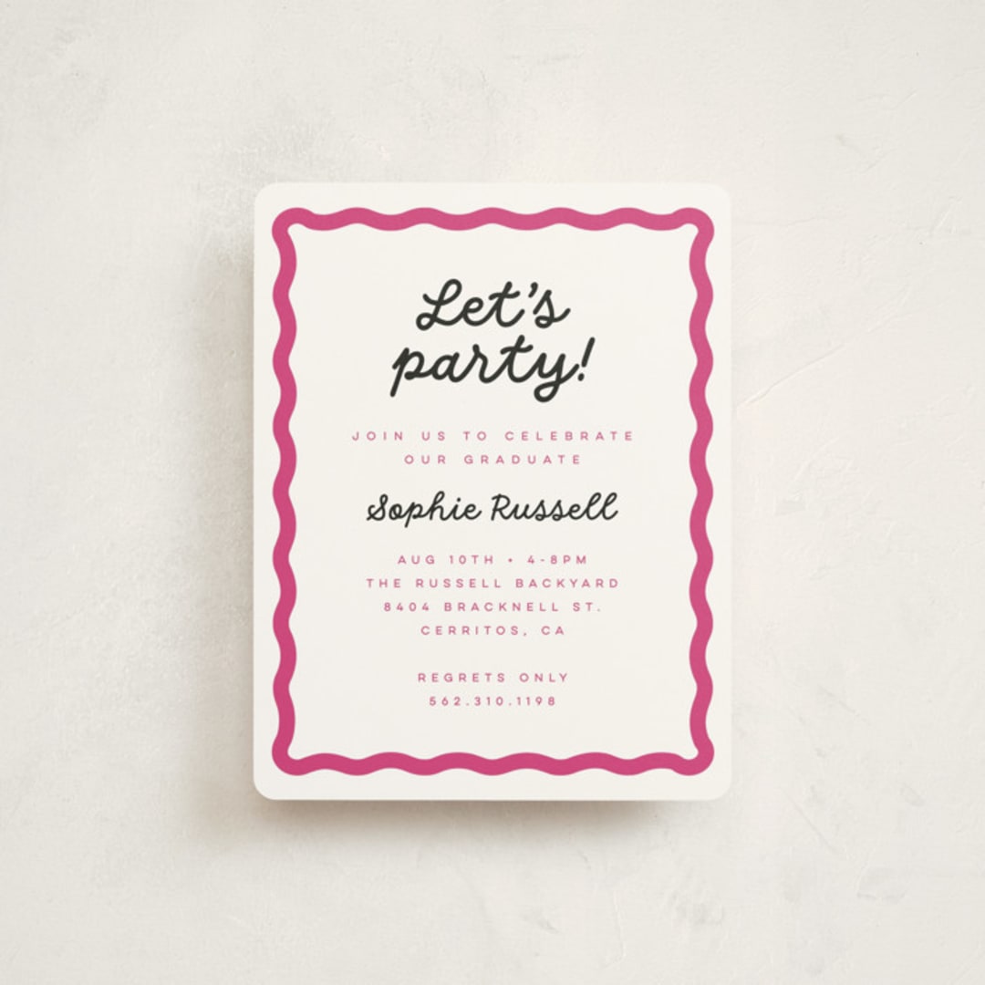 "wavy border" - Graduation Insert Cards in Bubblegum by Emily Sabol Goss - Front
