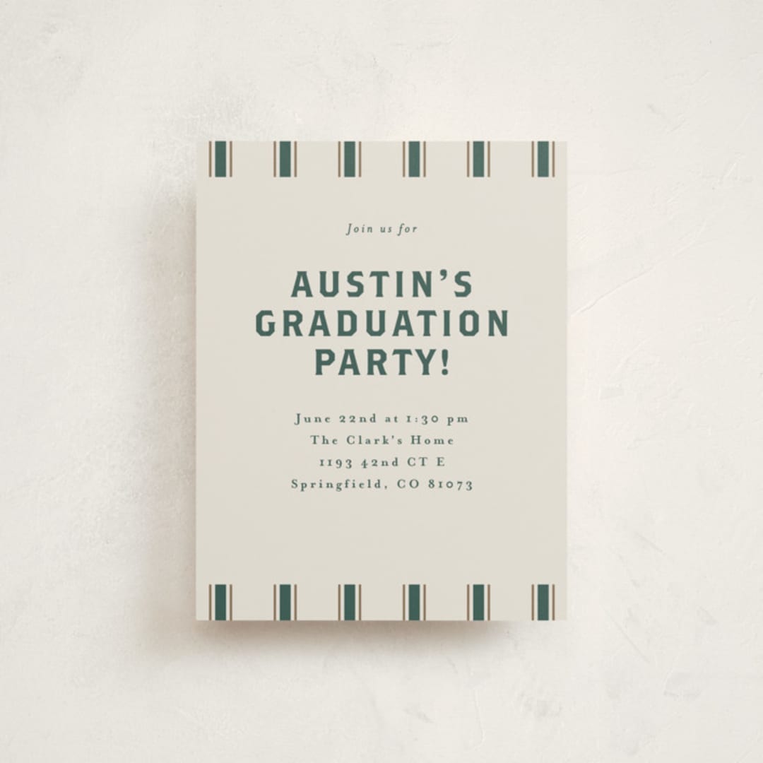 "Varsity Frame" - Graduation Insert Cards in Evergreen by Angela Garrick - Front