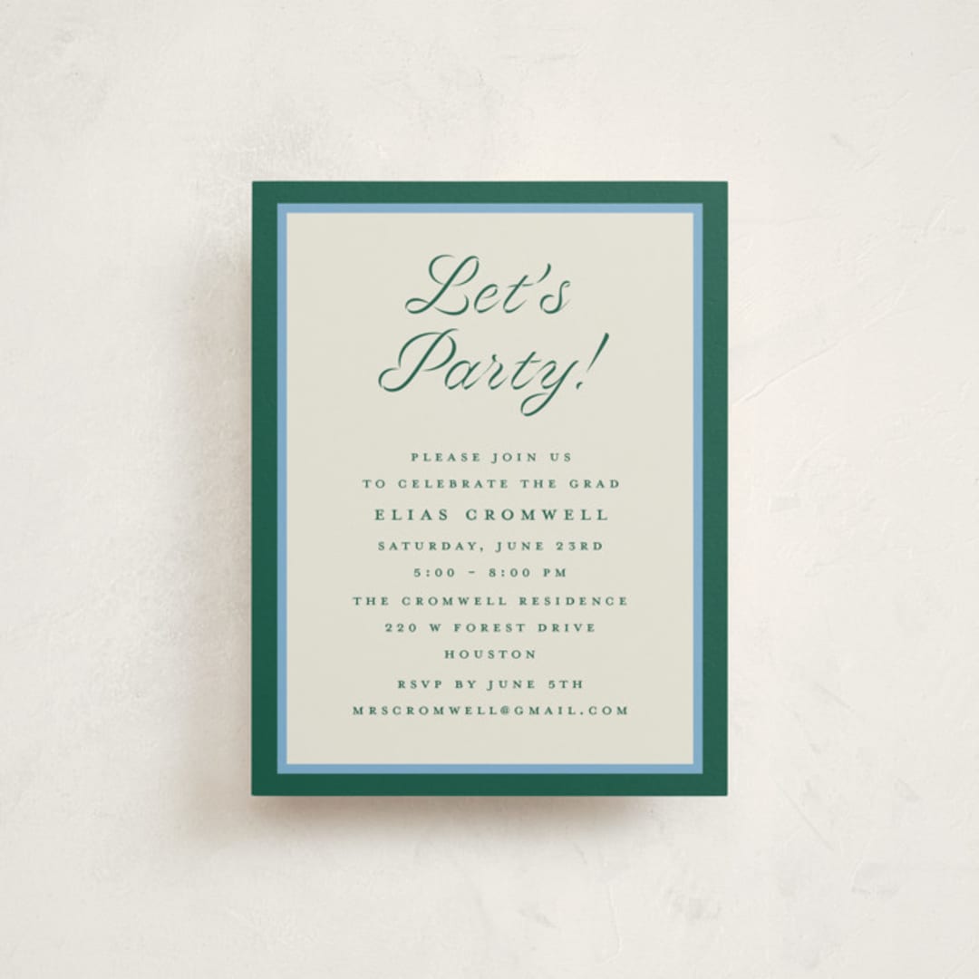 "Duo Colors" - Graduation Insert Cards in Forest by Pati Cascino - Front