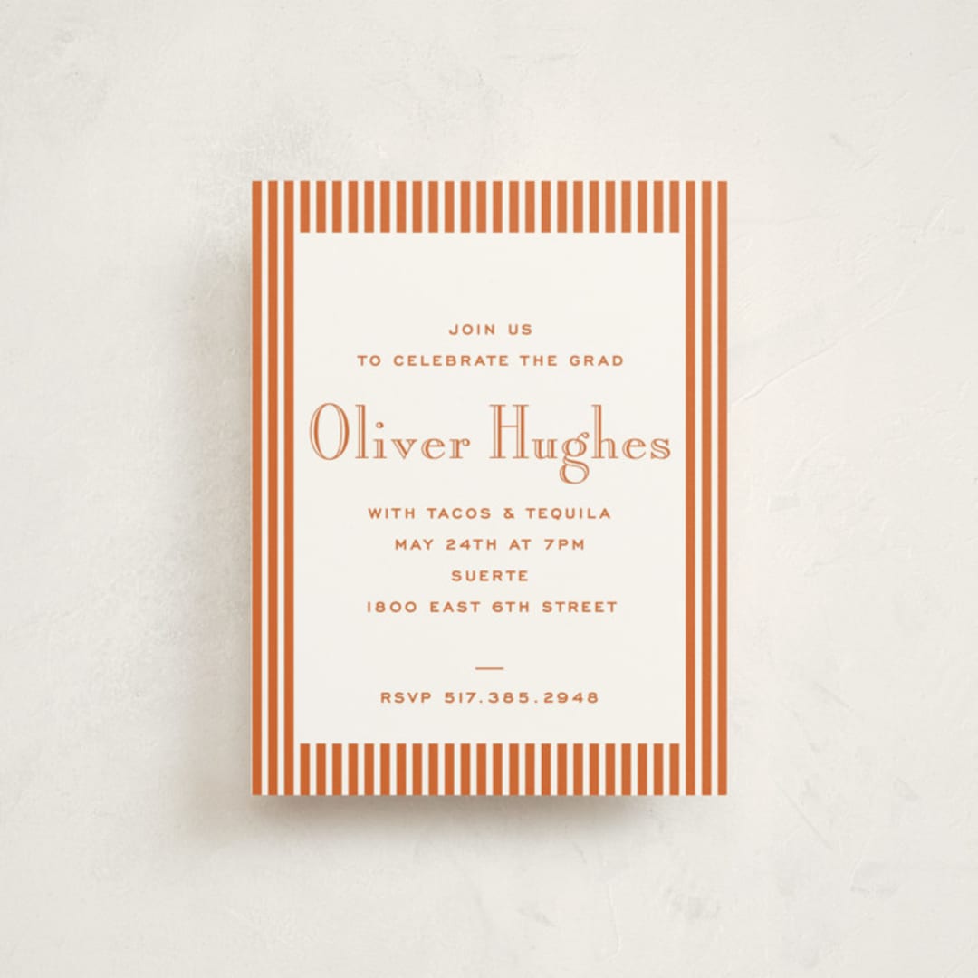 "Campus" - Graduation Insert Cards in Burnt Orange by Megan Davis - Front