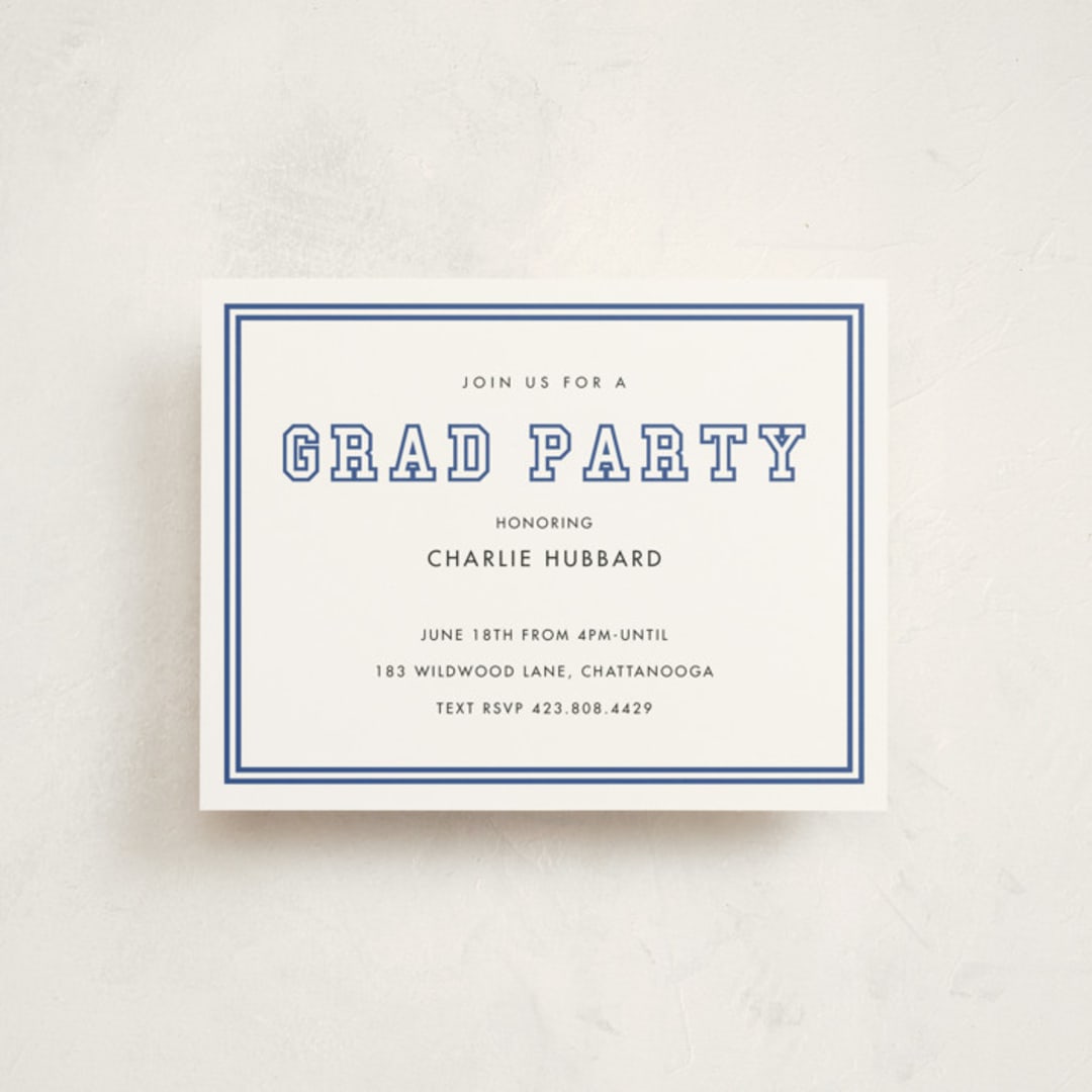 "Letterman" - Graduation Insert Cards in Royal by Stacey Meacham - Front