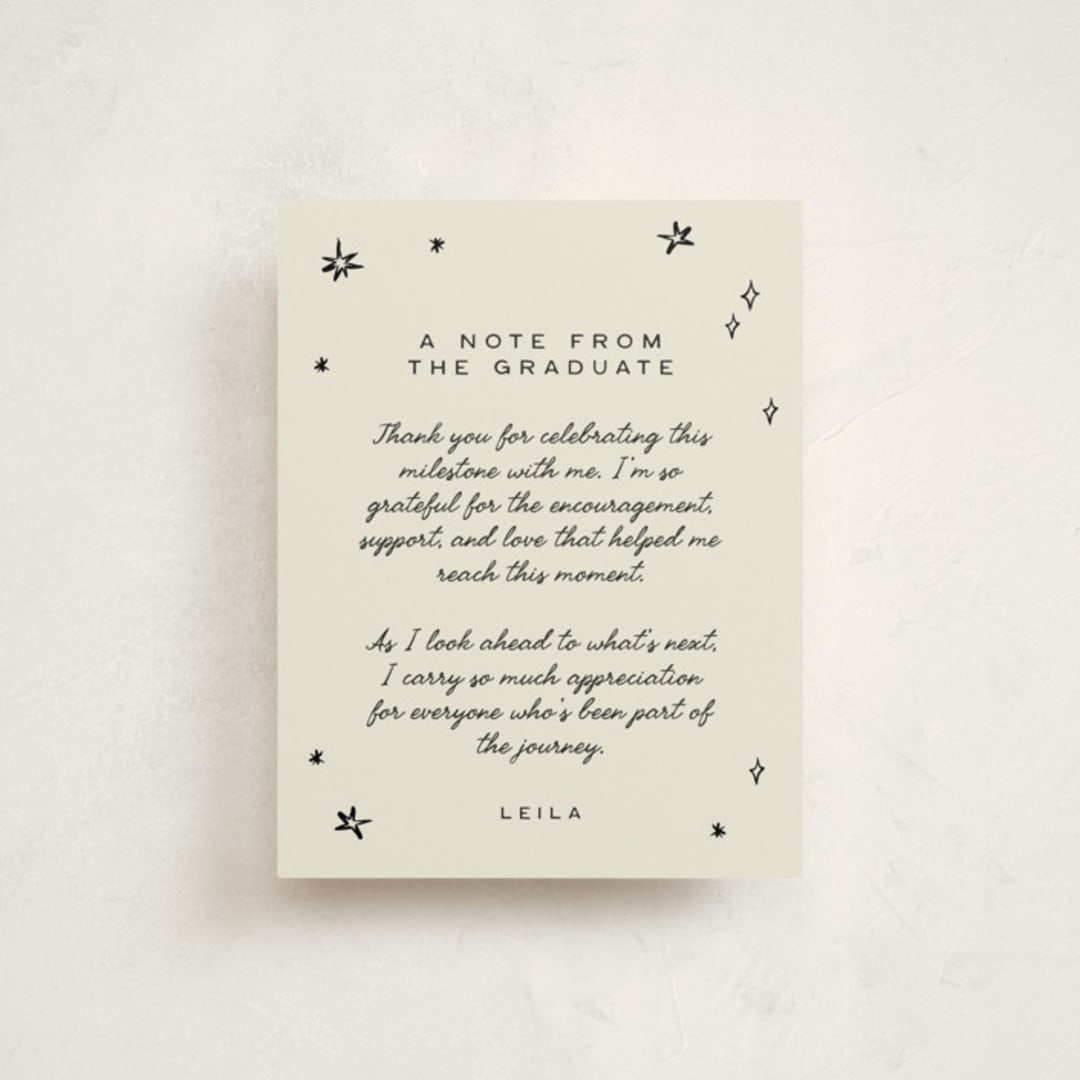 "For the Stars" - Graduation Insert Cards in Cream by Ani Somi - Front